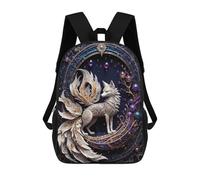sinyumoney 2Mochila 3D Fantasy Nine Tailed Fox Mochila Escolar Para Niños Mochila Para Libros Mochila Moderna Mochila Para Portátil Para Niños Y Niñas 17inch