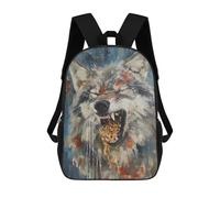 sinyumoney 2Mochila 3D Funny Angry Gray Wolf Food Mochila Escolar Para Niños Mochila Para Libros Mochila Moderna Mochila Para Portátil Para Niños Y Niñas 17inch