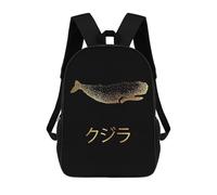 sinyumoney 2Mochila 3D Gold Whale Japanese 10 Mochila Escolar Para Niños Mochila Para Libros Mochila Moderna Mochila Para Portátil Para Niños Y Niñas 17inch