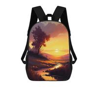 sinyumoney 2Mochila 3D Golden Hour Oil Paint Mochila Escolar Para Niños Mochila Para Libros Mochila Moderna Mochila Para Portátil Para Niños Y Niñas 17inch