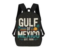 sinyumoney 2Mochila 3D Gulf of Mexico Vintage Design Mochila Escolar Para Niños Mochila Para Libros Mochila Moderna Mochila Para Portátil Para Niños Y Niñas 17inch