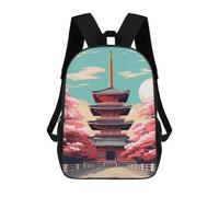 sinyumoney 2Mochila 3D Japanese Temple Sakura Art Mochila Escolar Para Niños Mochila Para Libros Mochila Moderna Mochila Para Portátil Para Niños Y Niñas 17inch