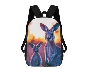 sinyumoney 2Mochila 3D Kangaroo Family Sunset Mochila Escolar Para Niños Mochila Para Libros Mochila Moderna Mochila Para Portátil Para Niños Y Niñas 17inch