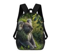 sinyumoney 2Mochila 3D Koala with Grass Crown Mochila Escolar Para Niños Mochila Para Libros Mochila Moderna Mochila Para Portátil Para Niños Y Niñas 17inch