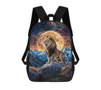 sinyumoney 2Mochila 3D Lion on Rock with Moon And Stars Mochila Escolar Para Niños Mochila Para Libros Mochila Moderna Mochila Para Portátil Para Niños Y Niñas 17inch