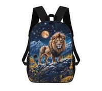 sinyumoney 2Mochila 3D Lion Under Full Moon Mochila Escolar Para Niños Mochila Para Libros Mochila Moderna Mochila Para Portátil Para Niños Y Niñas 17inch