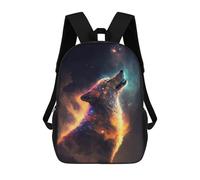 sinyumoney 2Mochila 3D Lone Wolf in Space Mochila Escolar Para Niños Mochila Para Libros Mochila Moderna Mochila Para Portátil Para Niños Y Niñas 17inch