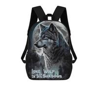 sinyumoney 2Mochila 3D Lone Wolf in The Shadows Mochila Escolar Para Niños Mochila Para Libros Mochila Moderna Mochila Para Portátil Para Niños Y Niñas 17inch