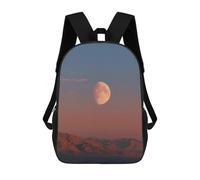 sinyumoney 2Mochila 3D Moon over Mountains at Dusk Mochila Escolar Para Niños Mochila Para Libros Mochila Moderna Mochila Para Portátil Para Niños Y Niñas 17inch