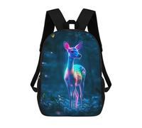 sinyumoney 2Mochila 3D Neon Deer in Forest Mochila Escolar Para Niños Mochila Para Libros Mochila Moderna Mochila Para Portátil Para Niños Y Niñas 17inch