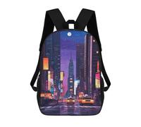 sinyumoney 2Mochila 3D Nighttime Cityscape Mochila Escolar Para Niños Mochila Para Libros Mochila Moderna Mochila Para Portátil Para Niños Y Niñas 17inch
