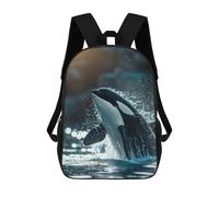 sinyumoney 2Mochila 3D Orca Whale Killer Mochila Escolar Para Niños Mochila Para Libros Mochila Moderna Mochila Para Portátil Para Niños Y Niñas 17inch