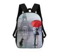 sinyumoney 2Mochila 3D Paris for Two Mochila Escolar Para Niños Mochila Para Libros Mochila Moderna Mochila Para Portátil Para Niños Y Niñas 17inch
