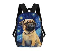 sinyumoney 2Mochila 3D Pug Dog Vincent Mochila Escolar Para Niños Mochila Para Libros Mochila Moderna Mochila Para Portátil Para Niños Y Niñas 17inch