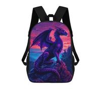 sinyumoney 2Mochila 3D Purple Dragon on Mountaintop Mochila Escolar Para Niños Mochila Para Libros Mochila Moderna Mochila Para Portátil Para Niños Y Niñas 17inch