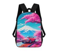 sinyumoney 2Mochila 3D Red Cars in Cherry Blossom Mochila Escolar Para Niños Mochila Para Libros Mochila Moderna Mochila Para Portátil Para Niños Y Niñas 17inch
