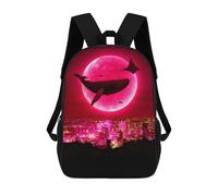 sinyumoney 2Mochila 3D Red Moon High Tide Mochila Escolar Para Niños Mochila Para Libros Mochila Moderna Mochila Para Portátil Para Niños Y Niñas 17inch