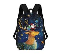 sinyumoney 2Mochila 3D Santa on Reindeer Mochila Escolar Para Niños Mochila Para Libros Mochila Moderna Mochila Para Portátil Para Niños Y Niñas 17inch