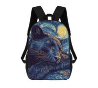 sinyumoney 2Mochila 3D Starry Night Cat Mochila Escolar Para Niños Mochila Para Libros Mochila Moderna Mochila Para Portátil Para Niños Y Niñas 17inch