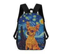 sinyumoney 2Mochila 3D Starry Night Chihuahua Mochila Escolar Para Niños Mochila Para Libros Mochila Moderna Mochila Para Portátil Para Niños Y Niñas 17inch