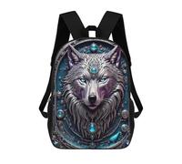 sinyumoney 2Mochila 3D Steampunk Metal White Wolf Mochila Escolar Para Niños Mochila Para Libros Mochila Moderna Mochila Para Portátil Para Niños Y Niñas 17inch