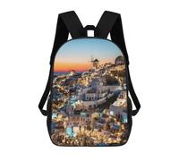 sinyumoney 2Mochila 3D Sunset in Oia Santorini Mochila Escolar Para Niños Mochila Para Libros Mochila Moderna Mochila Para Portátil Para Niños Y Niñas 17inch