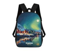 sinyumoney 2Mochila 3D Tromso, Norway Night Mochila Escolar Para Niños Mochila Para Libros Mochila Moderna Mochila Para Portátil Para Niños Y Niñas 17inch