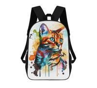 sinyumoney 2Mochila 3D Watercolor Bengal Cat Mochila Escolar Para Niños Mochila Para Libros Mochila Moderna Mochila Para Portátil Para Niños Y Niñas 17inch