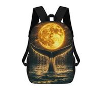 sinyumoney 2Mochila 3D Whale Tail And Full Moon Mochila Escolar Para Niños Mochila Para Libros Mochila Moderna Mochila Para Portátil Para Niños Y Niñas 17inch