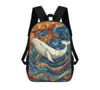 sinyumoney 2Mochila 3D White Whale Gustav Style Mochila Escolar Para Niños Mochila Para Libros Mochila Moderna Mochila Para Portátil Para Niños Y Niñas 17inch
