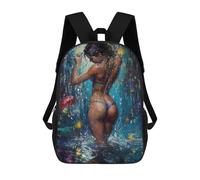 sinyumoney 2Mochila 3D Woman Under Waterfall Mochila Escolar Para Niños Mochila Para Libros Mochila Moderna Mochila Para Portátil Para Niños Y Niñas 17inch