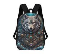 Sinyumoney 3D Celestial Steampunk Fox Mochilas Escolares Para Niños, Mochila De Viaje Grande Mochila De Día, Astral Guardian Wolf, 17"