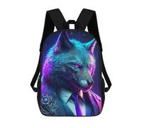 Sinyumoney 3D Celestial Steampunk Fox Mochilas Escolares Para Niños, Mochila De Viaje Grande Mochila De Día, Boss Wolf In Suit, 17"
