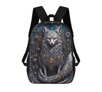 Sinyumoney 3D Celestial Steampunk Fox Mochilas Escolares Para Niños, Mochila De Viaje Grande Mochila De Día, White Steampunk Fox, 17"