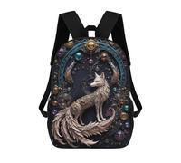 Sinyumoney 3D Celestial Steampunk Fox Mochilas Escolares Para Niños, Mochila De Viaje Grande Mochila De Día, Majestic Steampunk Fox, 17"