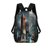 Sinyumoney 3D Impreso Mochila Escolar Para Niños Epic Sunset Violinist, Mochila De Viaje De Alta Capacidad Para Niños Bolsa De Libros, Bolsa De Escuela, Luminous Tower In The Silent Night, 17"