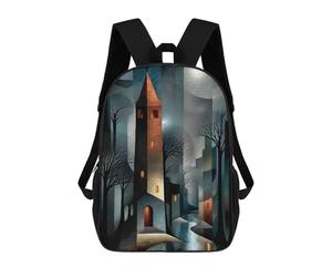 Sinyumoney 3D Impreso Mochila Escolar Para Niños Epic Sunset Violinist, Mochila De Viaje De Alta Capacidad Para Niños Bolsa De Libros, Bolsa De Escuela, Luminous Tower In The Silent Night, 17"