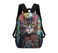 sinyumoney 3D impreso mochila para niños Bangkok templo Sunset mochila escolar de gran capacidad para viajes, ideal para niños de primaria y universidad, Cat Stained Glass, 17"