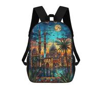 sinyumoney 3D impreso mochila para niños Bangkok templo Sunset mochila escolar de gran capacidad para viajes, ideal para niños de primaria y universidad, El Cairo Moonlit Serenity, 17"