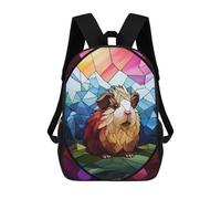 sinyumoney 3D impreso mochila para niños Bangkok templo Sunset mochila escolar de gran capacidad para viajes, ideal para niños de primaria y universidad, Guinea Pig Stained Glass, 17"