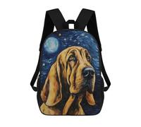 sinyumoney 3D impreso mochila para niños Bloodhound Starry Night bolsa de escuela ligera y de moda para viajes y estudios, Bloodhound Starry Night, 17"