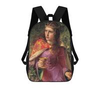 sinyumoney 3D impreso mochila para niños Bloodhound Starry Night bolsa de escuela ligera y de moda para viajes y estudios, Queen Eleanor By Frederick Sandys, 17"