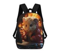 sinyumoney 3D impreso mochila para niños Bloodhound Starry Night bolsa de escuela ligera y de moda para viajes y estudios, Gamer Hamster, 17"