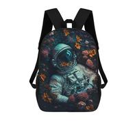 sinyumoney 3D impreso mochila para niños Bloodhound Starry Night bolsa de escuela ligera y de moda para viajes y estudios, Astronaut Flowers, 17"