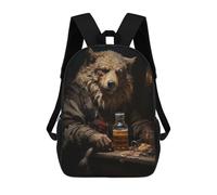 sinyumoney 3D impreso mochila para niños Bloodhound Starry Night bolsa de escuela ligera y de moda para viajes y estudios, Fat Wolf In Bar, 17"