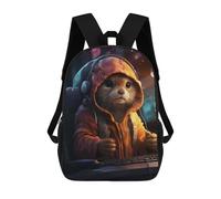 sinyumoney 3D impreso mochila para niños Bloodhound Starry Night bolsa de escuela ligera y de moda para viajes y estudios, Juego Bunny, 17"