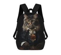 sinyumoney 3D impreso mochila para niños Bloodhound Starry Night bolsa de escuela ligera y de moda para viajes y estudios, Sophisticated Suit Cat, 17"
