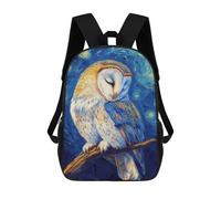 sinyumoney 3D impreso mochila para niños Bloodhound Starry Night bolsa de escuela ligera y de moda para viajes y estudios, Owl In Starry Night, 17"