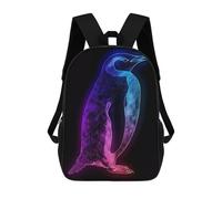 sinyumoney 3D impreso mochila para niños ciervos Moon Landscape bolsa de escuela ligera y de moda para viajes y estudios, Neon Pingüino Animal, 17"