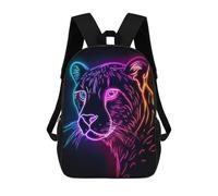 sinyumoney 3D impreso mochila para niños ciervos Moon Landscape bolsa de escuela ligera y de moda para viajes y estudios, Jaguar Animal Neon, 17"